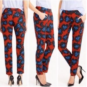 J.Crew Red Black Blue Firework Floral Pants